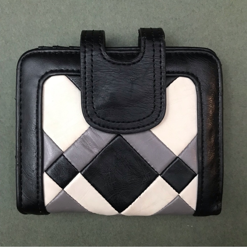 Cute Wallet with Magnetic Snap Closure, Black, Gray and Ivory